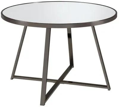 Jillian Round Dining Table with Tempered Mirror Top Black Nickel