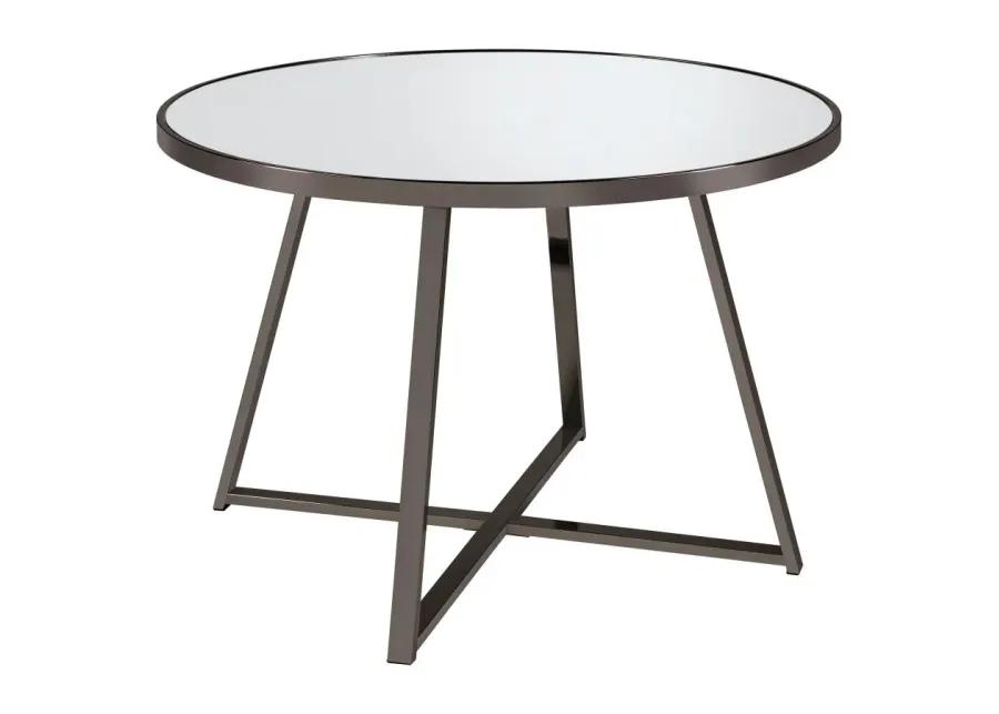 Jillian Round Dining Table with Tempered Mirror Top Black Nickel