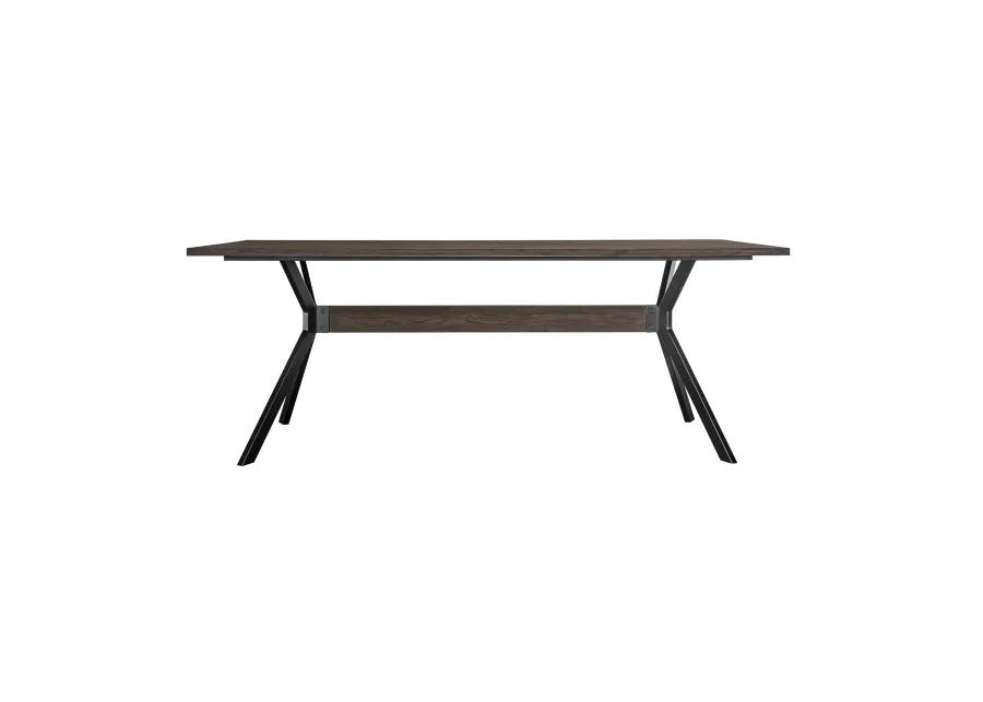 Nevada Rustic Oak Wood Trestle Base Dining Table In Dark Brown