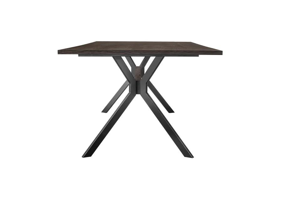 Nevada Rustic Oak Wood Trestle Base Dining Table In Dark Brown