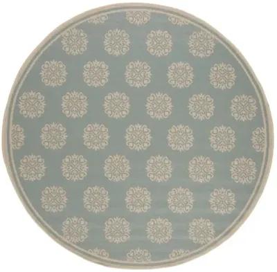 LINDEN 181 Collection LND181K-6R Aqua / Cream 6'-7" X 6'-7" Round