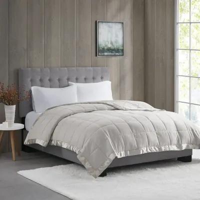 Madison Park Windom Grey Lightweight Down Alternative Blanket with Satin Trim