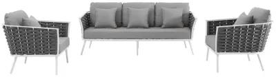 Stance 3 Piece Outdoor Patio Aluminum Sectional Sofa Set