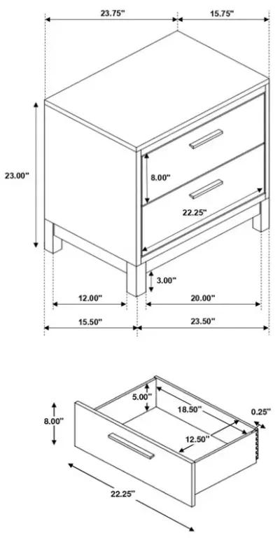 Alexandria 2-Drawer Nightstand 