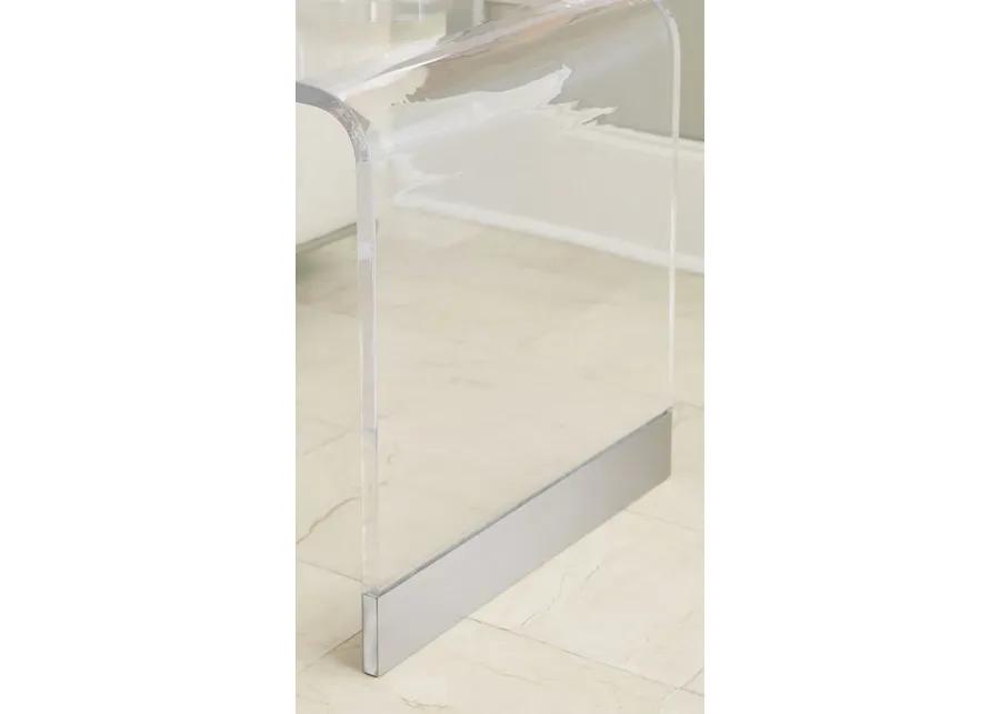 Bowie End Table in Clear Acrylic and Brushed Stainless Steel