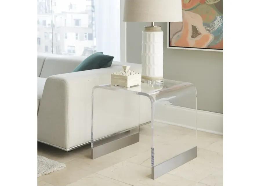 Bowie End Table in Clear Acrylic and Brushed Stainless Steel