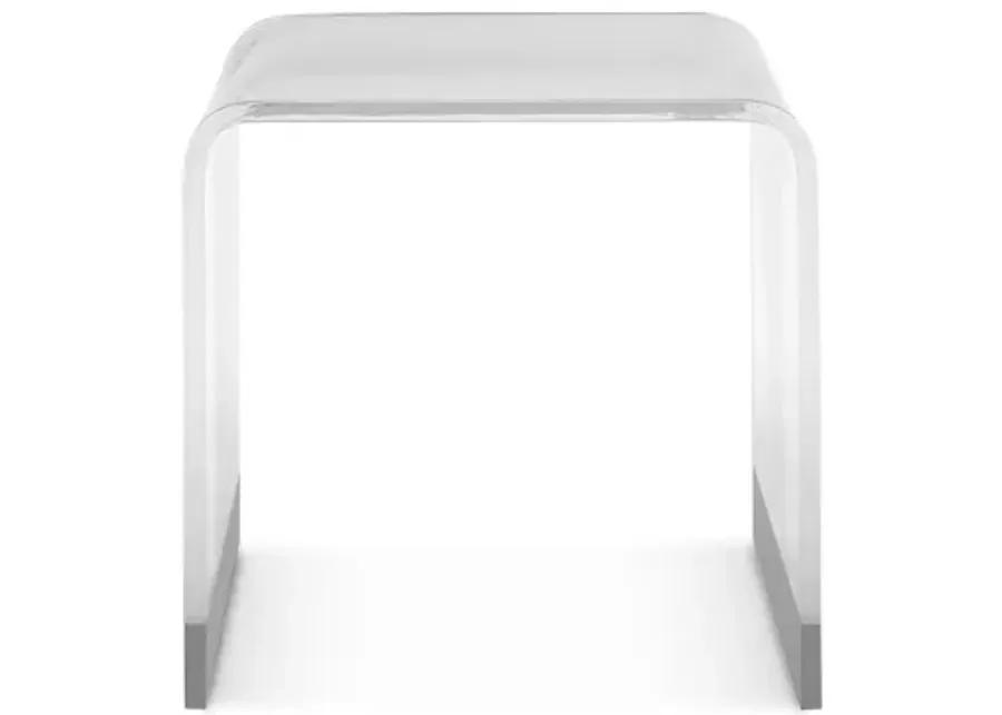 Bowie End Table in Clear Acrylic and Brushed Stainless Steel