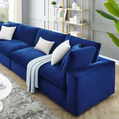 Commix Down Filled Overstuffed Performance Velvet 4-Seater Sofa