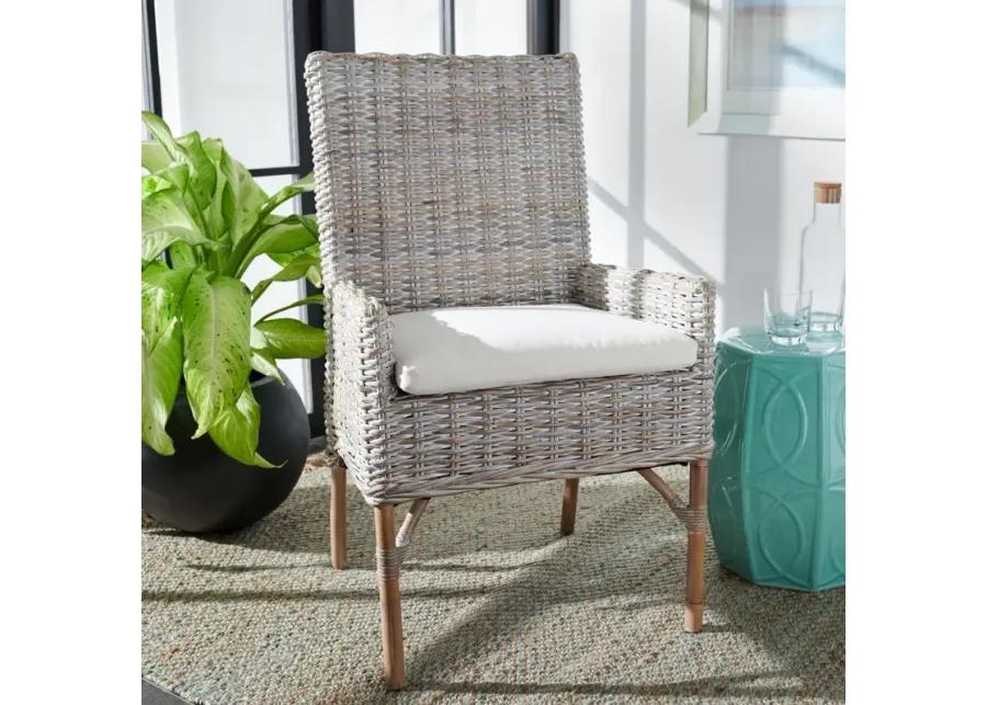 NANCY RATTAN ACCENT CHAIR W/ CUSHION