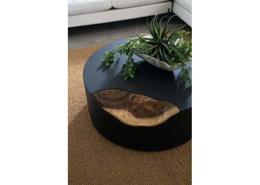 Cornered Coffee Table, Natural, Iron, Round