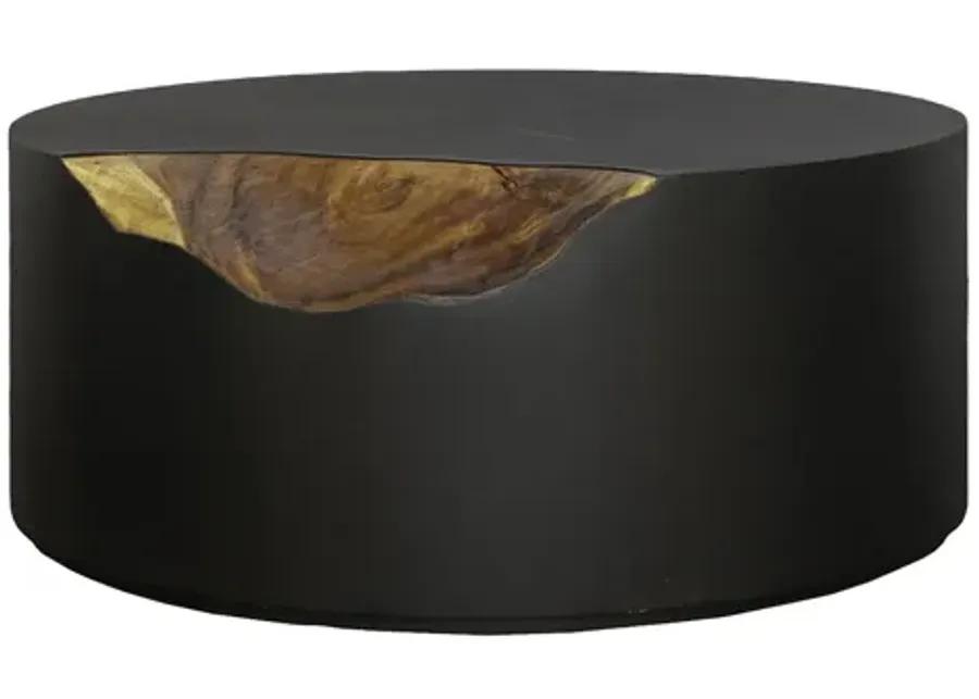 Cornered Coffee Table, Natural, Iron, Round