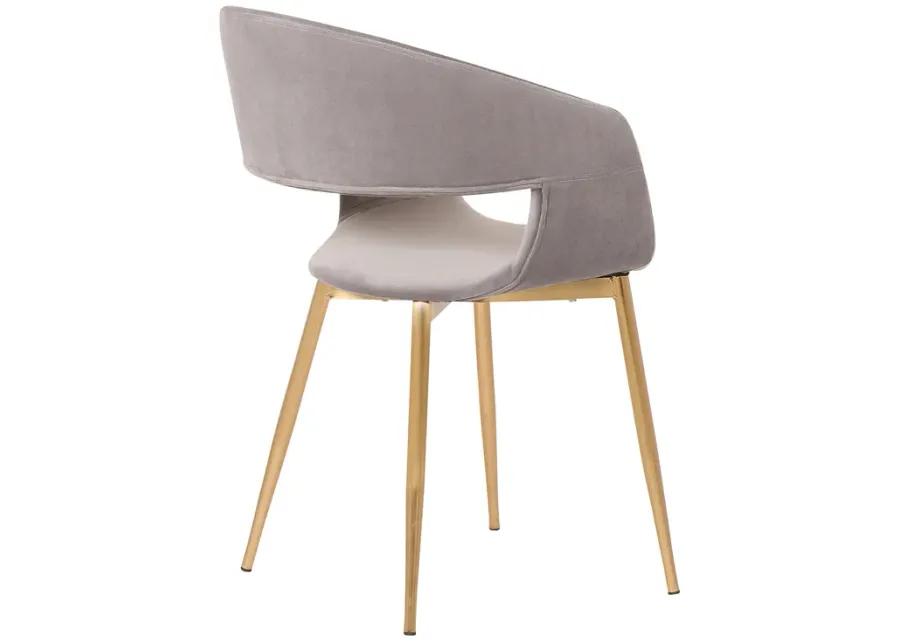 Jocelyn Mid-Century Gray Dining Accent Chair with Gold Metal Legs