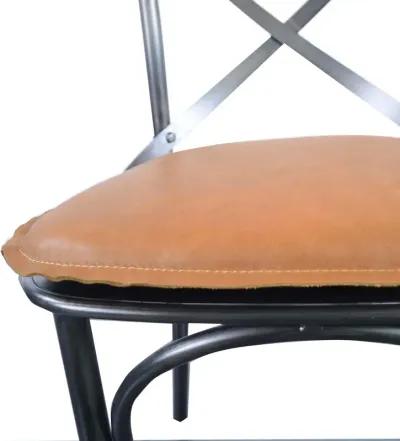 Metal Crossback Leather Cushion Seat - Cognac