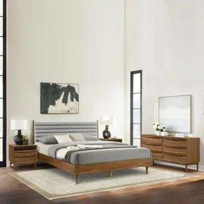 Artemio King Platform Wood Bed Frame in Walnut Finish