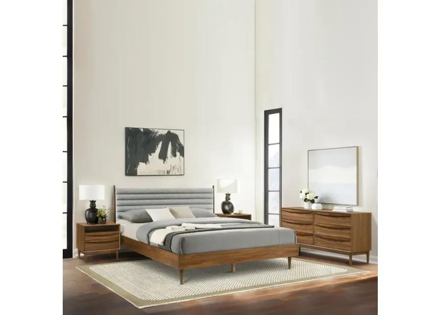 Artemio King Platform Wood Bed Frame in Walnut Finish