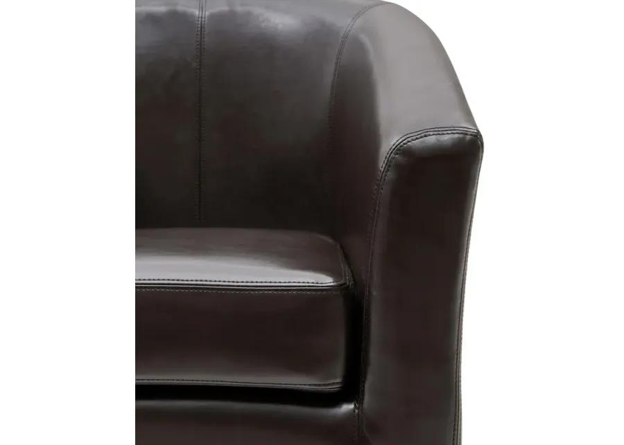 hayden swivel bonded leather accent arm chair, brown