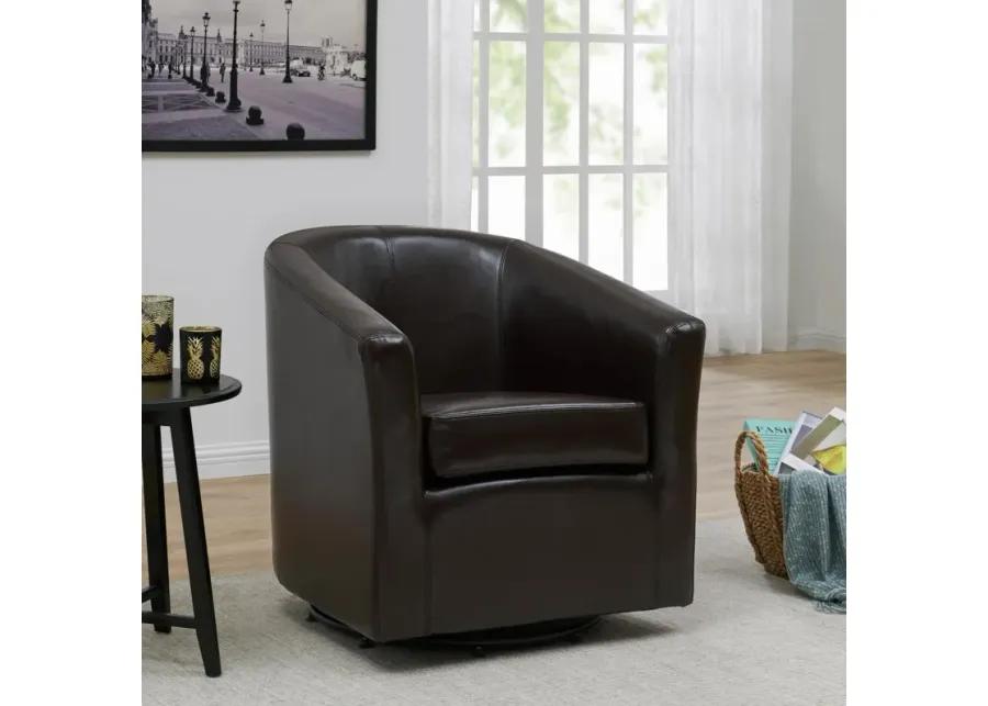 hayden swivel bonded leather accent arm chair, brown