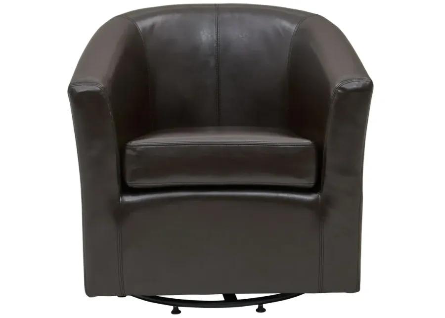 hayden swivel bonded leather accent arm chair, brown