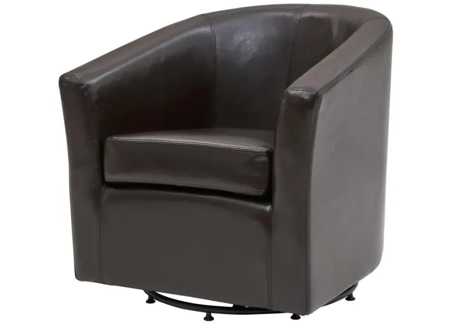 hayden swivel bonded leather accent arm chair, brown