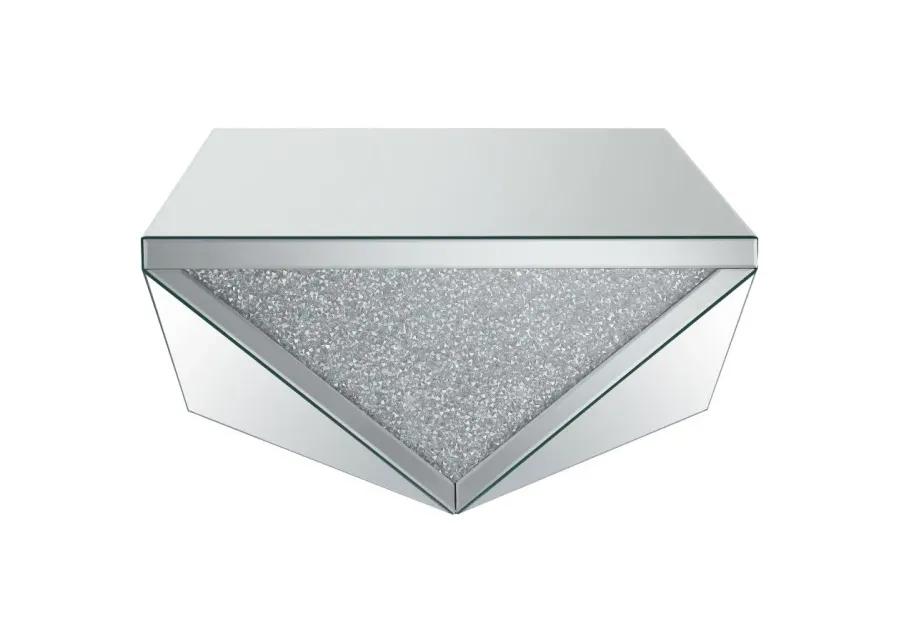 Amore Square Coffee Table with Triangle Detailing Silver and Clear Mirror