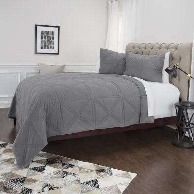 Maddux Place- Simpson Grey Queen Solid Gray Quilt -  Set of 3