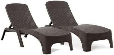 Roma Set of 2 Chaise Lounger-Brown