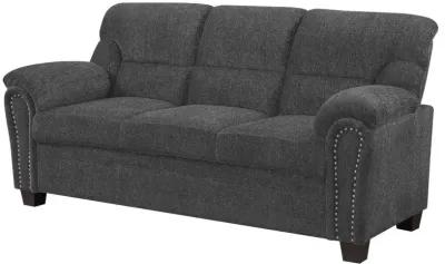 Clementine Upholstered Sofa with Nailhead Trim Grey