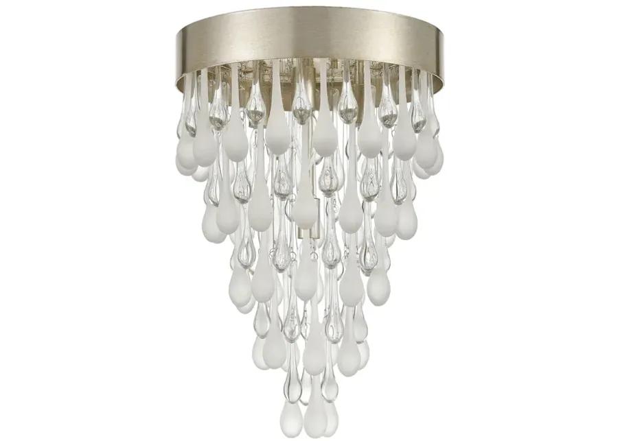 Morning Frost 13" Wide 4-Light Flush Mount - Silver Leaf