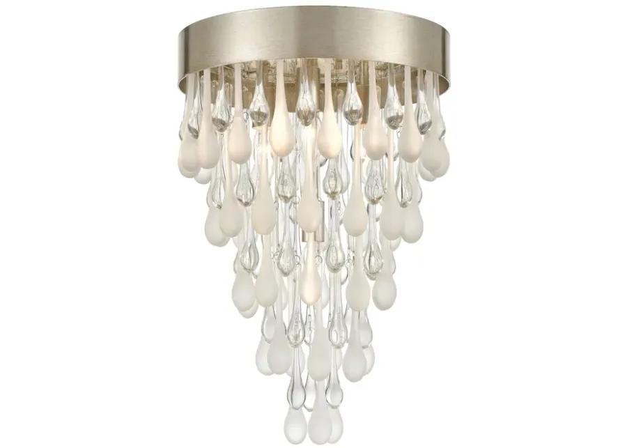 Morning Frost 13" Wide 4-Light Flush Mount - Silver Leaf