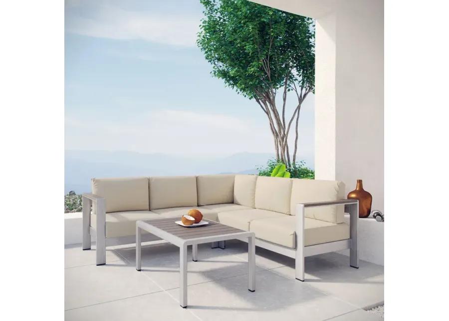 Shore 4 Piece Outdoor Patio Aluminum Sectional Sofa Set