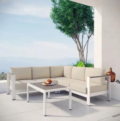 Shore 4 Piece Outdoor Patio Aluminum Sectional Sofa Set