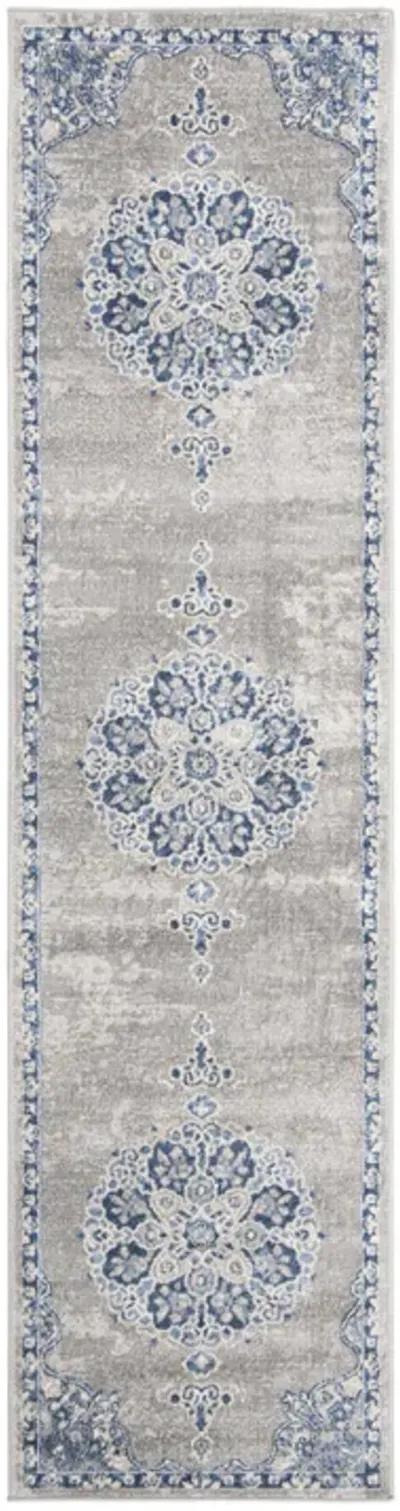 Brentwood 867 Light Grey / Blue 2' X 10' Runner Powerloomed Rug