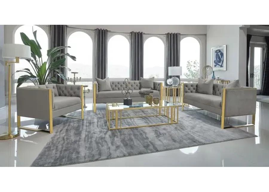 Eastbrook 3-piece Tufted Back Living Room Set Grey