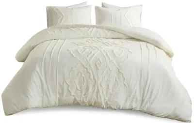 Madison Park Margot Off-White 3 Piece Cotton Duvet Cover Set