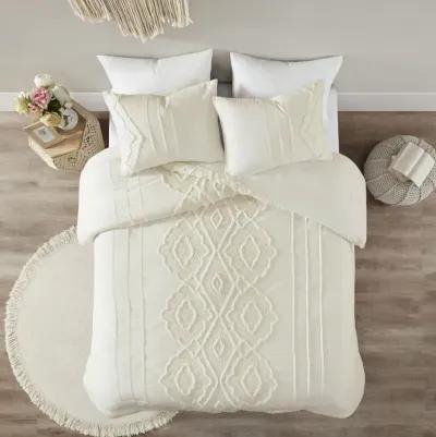 Madison Park Margot Off-White 3 Piece Cotton Duvet Cover Set