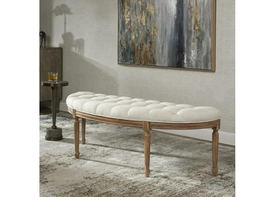 Leggett Tufted White Bench