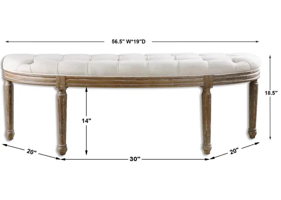 Leggett Tufted White Bench