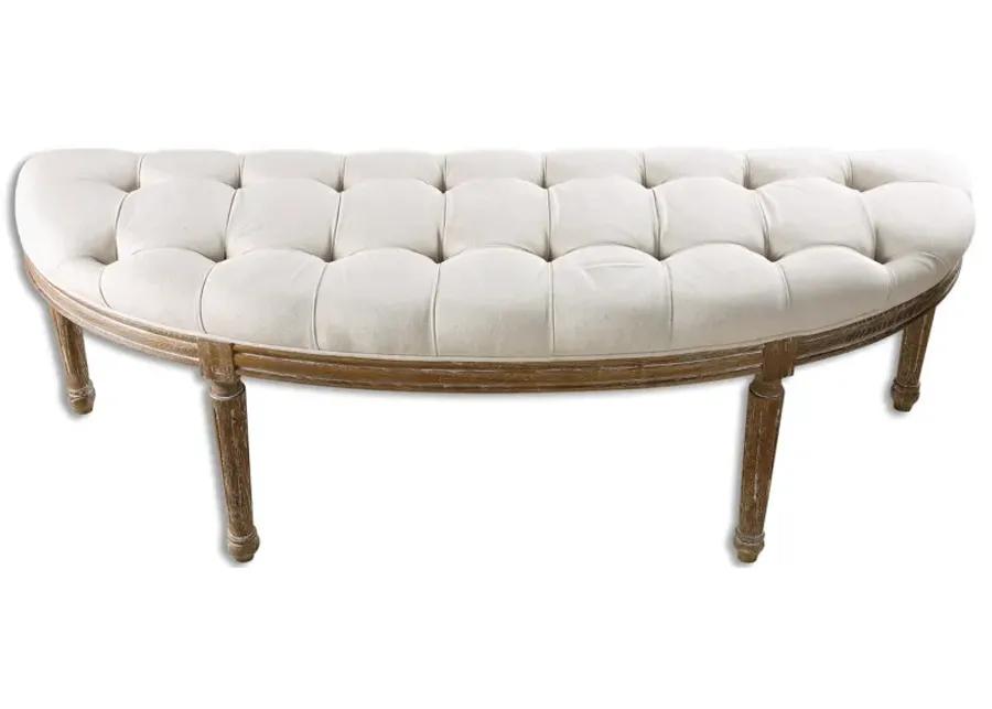 Leggett Tufted White Bench