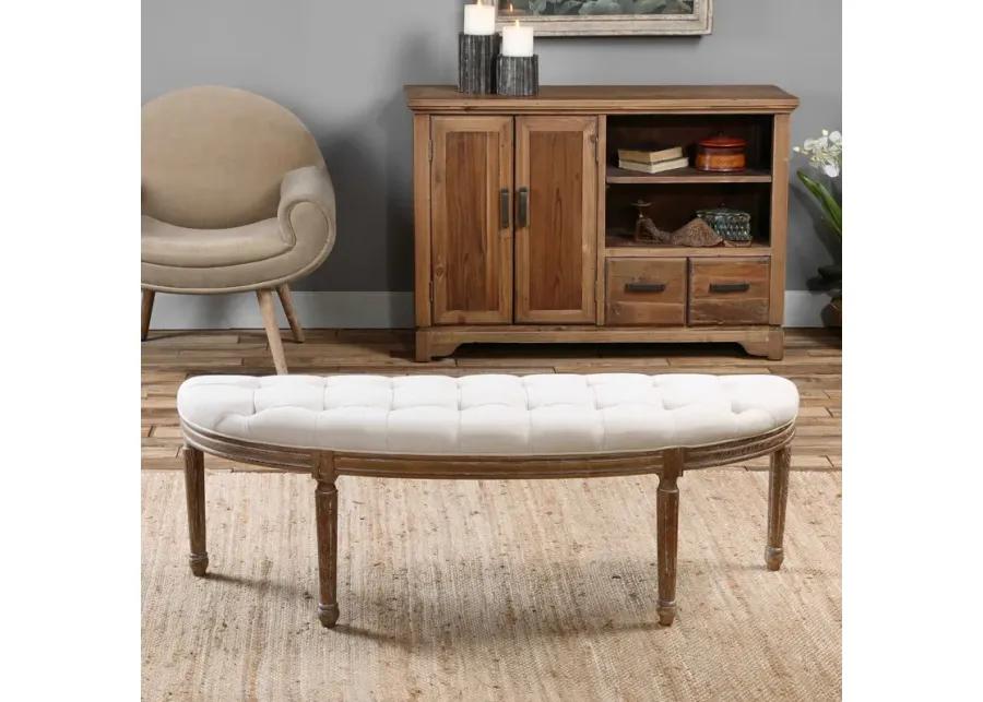 Leggett Tufted White Bench