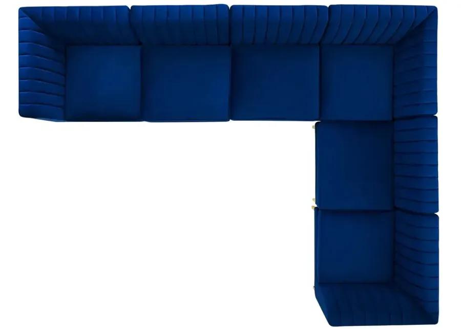 Triumph Channel Tufted Performance Velvet 6-Piece Sectional Sofa