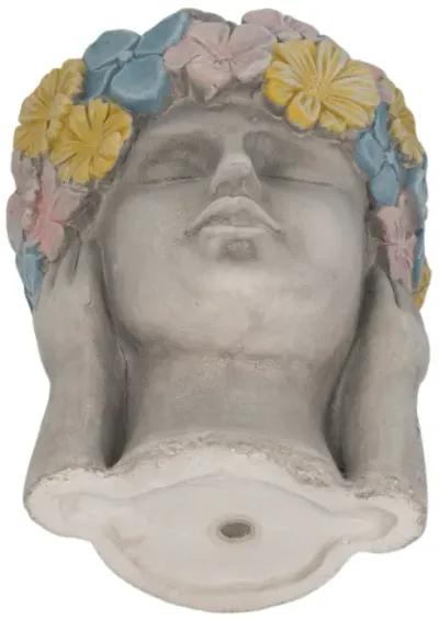 11" Face Planter With Flower Crown, Grey/multi