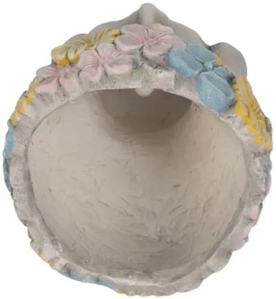 11" Face Planter With Flower Crown, Grey/multi