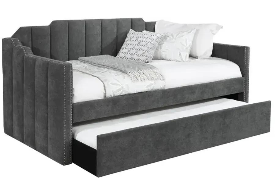 Kingston Upholstered Twin Daybed with Trundle Charcoal