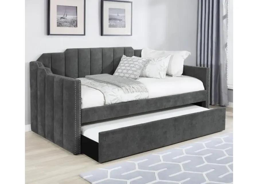 Kingston Upholstered Twin Daybed with Trundle Charcoal