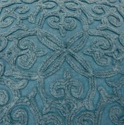 Solid Tonal Fleur De Lis Blue Pillow