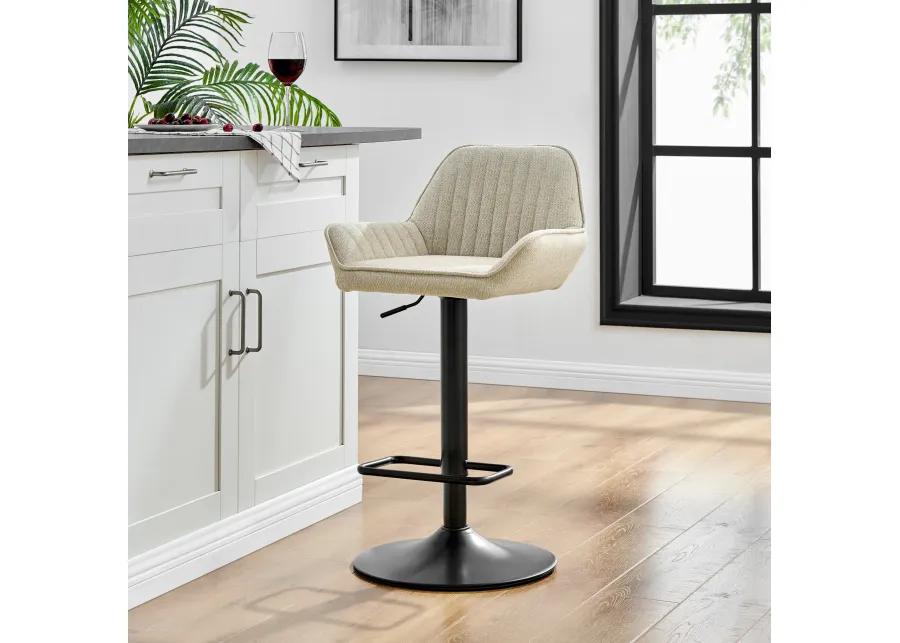 Luther Fabric Gaslift Swivel Bar Stool, Strata Cream - Set of 2