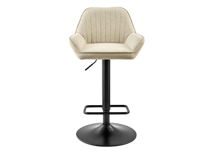 Luther Fabric Gaslift Swivel Bar Stool, Strata Cream - Set of 2