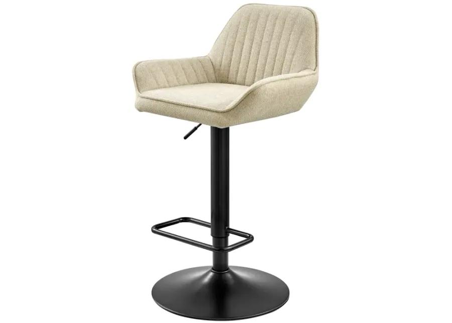 Luther Fabric Gaslift Swivel Bar Stool, Strata Cream - Set of 2