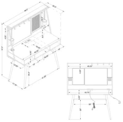 Aaliyah Writing Desk with Usb Ports Black And Gunmetal