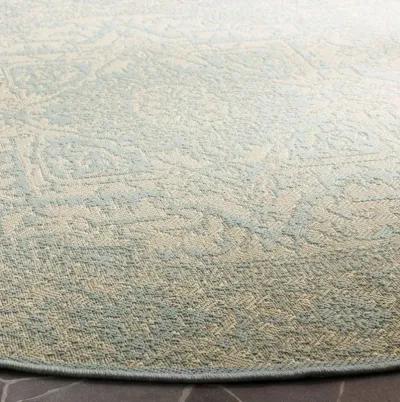 LINDEN 139 Collection LND139L-6R Cream / Aqua 6'-7" X 6'-7" Round